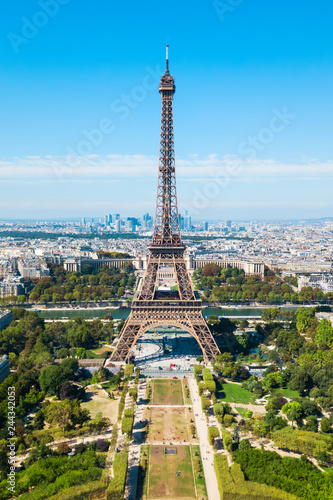 Widok z lotu ptaka wieży Eiffla, Paryż
