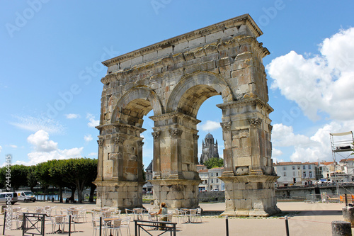 Saintes, France. The Arch of Germanicus, an ancient Roman arch in Mediolanum Santonum, modern day Saintes, Charente-Maritime