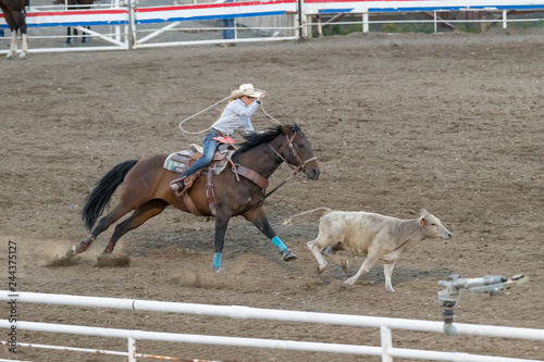 CODY, WYOMING - JUNE 29, 2018: Cody Stampede Park arena. Cody is the Rodeo Capitol of the World. 2018 marks 80th anniversary of nightly performances.