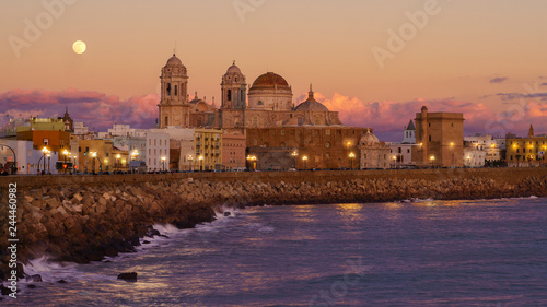 Full Moon Over Cadiz Cathedral f