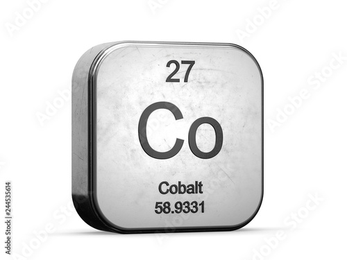 Cobalt element from the periodic table series. Metallic icon set 3D rendered on white background