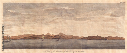 1745, Anson View of the Port of Acapulco, Mexico
