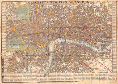 1848, Crutchley Pocket Map or Plan of London, England
