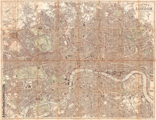 1890, Bacon Traveler's Pocket Map of London, England
