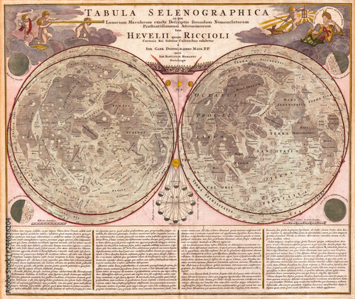 1707, Homann and Doppelmayr Map of the Moon