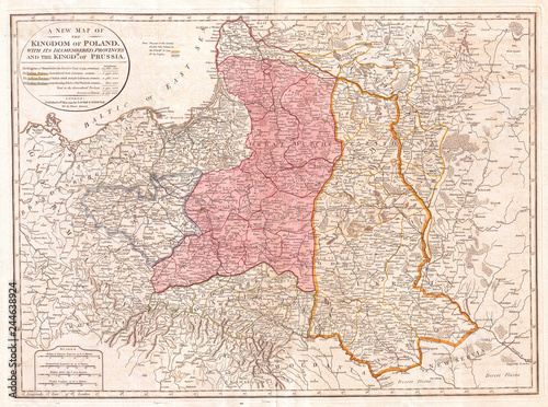 1794, Laurie and Whittle Map of Poland and Lithuania after Second Partition, 1794 - 1812