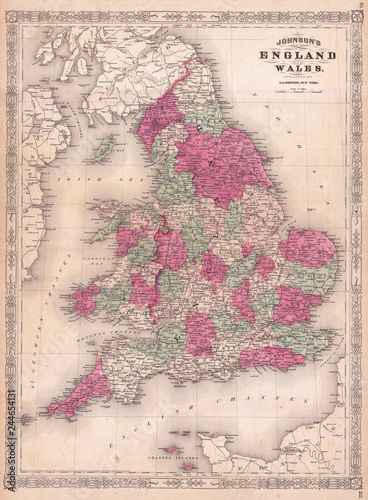 1867, Johnson Map of England and Wales