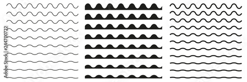 Set of wavy horizontal lines. Vector border design element