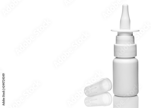 medicine bottle nasal spray isolated on white