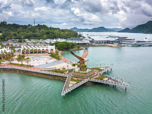 LANGKAWI, MALAYSIA - SEPTEMBER 14, 2017: Aerial view of Dataran Helang (Eagle Land), most attractive place in Langkawi.
