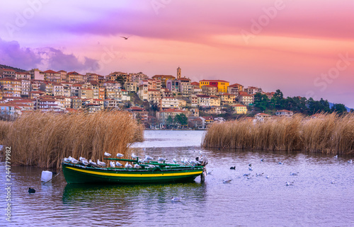 View of Kastoria town and Orestiada (or "Orestias") lake, Macedonia, Greece.