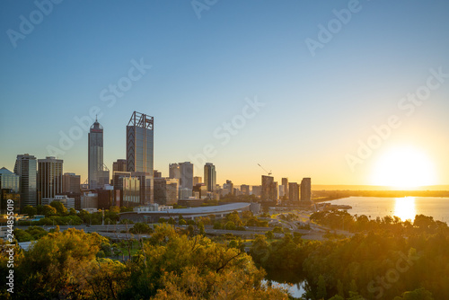 skyline of perth at night in western australia