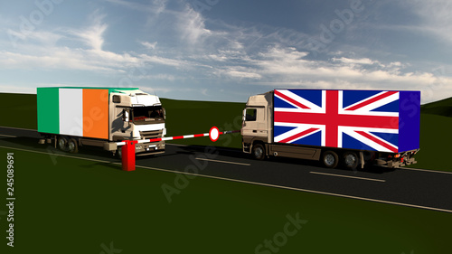 Border between Irland und UK / Brexit / Backstop / 3d-illustration 