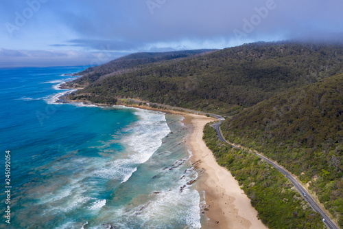 Aerial view of the great ocean road in Victoria Australia, one of the world's most spectacular ocean drives