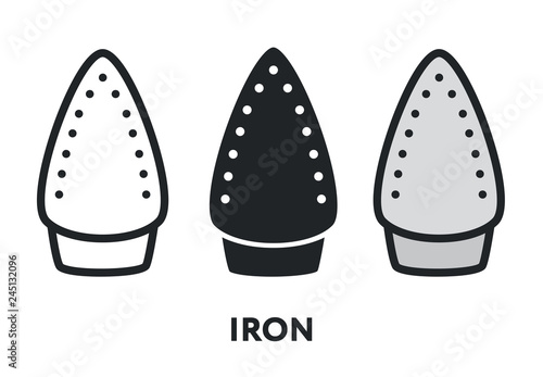 Iron Surface. Clothing Ironing Steam Heat Press. Vector Flat Line Stroke Icon.