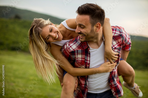Happy couple having fun outdoor