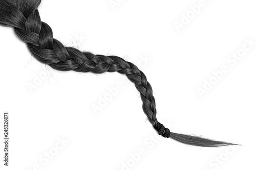 Women braid on a white background. Black hair, isolated