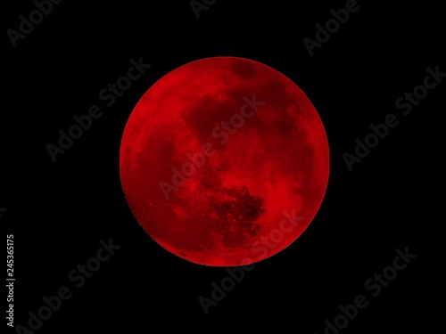 Red moon illustration with black background