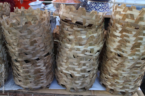 Food Container ,Bamboo Basket , Street Food in Thailand