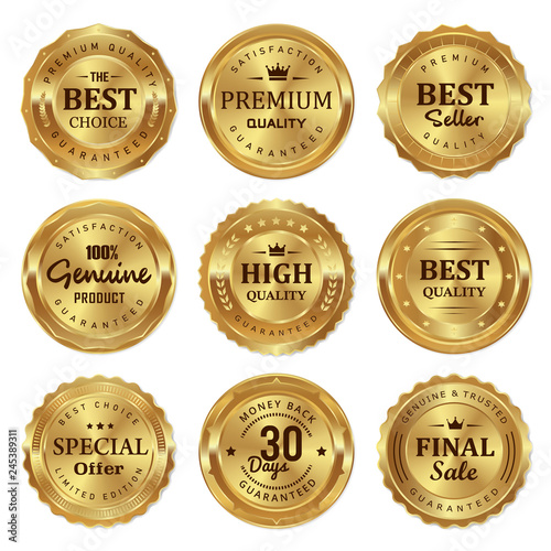 set of luxury gold badges and labels