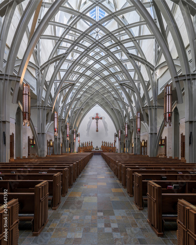 Interior and nave of the Ave Maria Catholic Church in Ave Maria, Florida