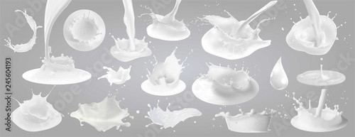Milk splashes, drops and blots.