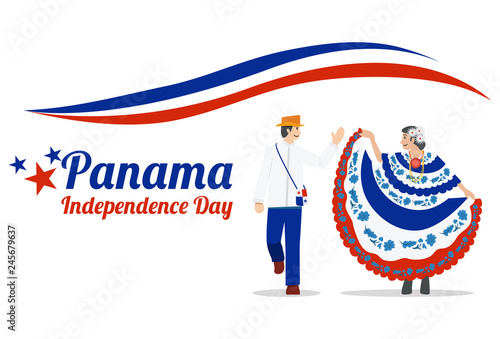 Panama Independence Day, Illustration of Traditional Dance, Vector