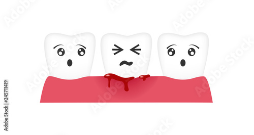 gingivitis tooth / blood bleeding vector