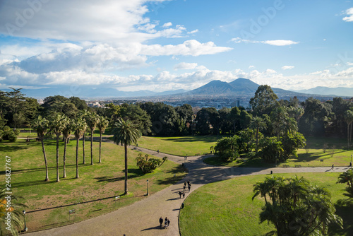 View of Mt.Vesuvius, an active volcano in Naples, form Capodimonte