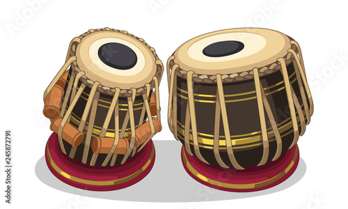 Indian musical instrument tabla vector illustration