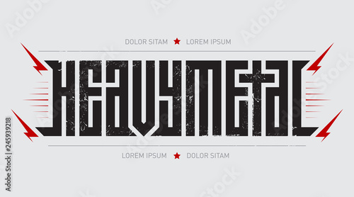 Heavy metal - brutal font for labels, headlines, music posters or t-shirt print. Horizontal label.
