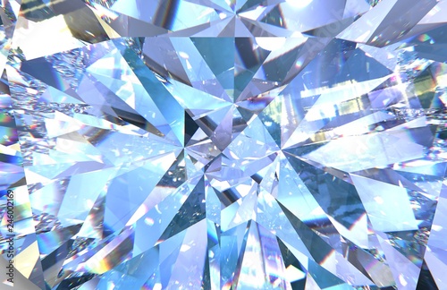 Realistic diamond texture close up. blue gem