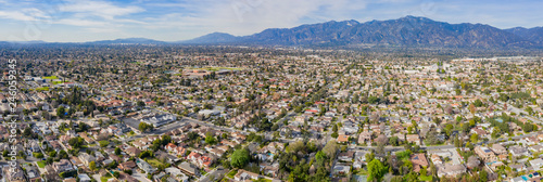 Aerial view of the San Gabriel Mountains and Arcadia area