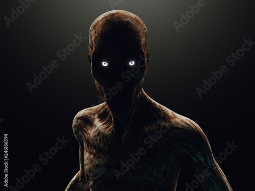 Zombie or monster in the dark, 3d rendering