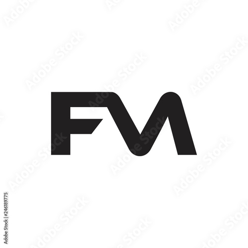 letter fm simple linked geometric brand logo