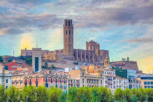 La Seu Vella cathedral erected over Lleida town in Spain