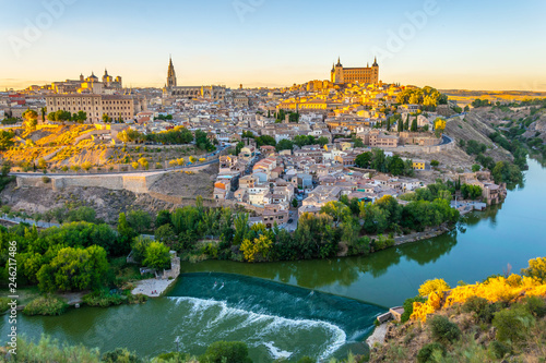 Sunset view of cityscape of Toledo, Spain