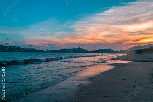 Beautiful sunset in Acapulco's beach