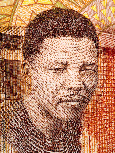 Young Nelson Mandela on South Africa 20 rand note. President of South Africa, Nobel Peace Prize winner..