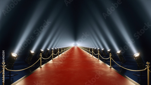 red carpet with volume light in 4k