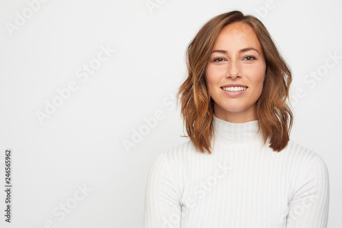 portrait of young woman isolated on white