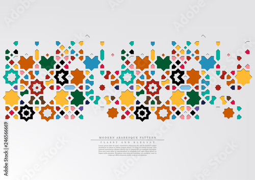 Modern arabesque pattern collection colorful background template vector