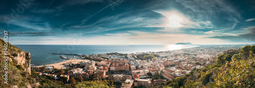 Terracina, Italy. Top View Of Terracina And Tyrrhenian Sea In Sunny Day