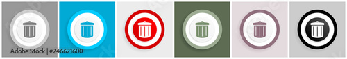 Recycle icon set, vector illustrations in 6 options for web design and mobile applications