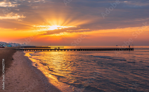 Sunrise on the beach of Lido di Jesolo