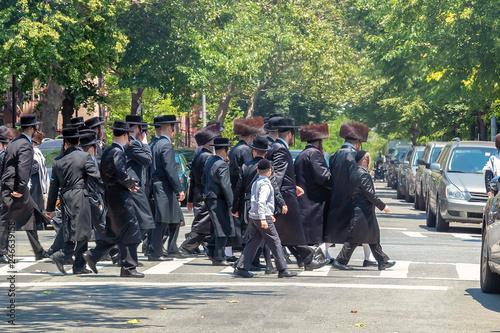 Orthodox Jews Wearing Special Clothes on Shabbat, in Williamsburg, Brooklyn, New York