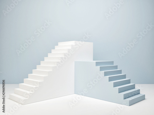 Podium in abstract room, blue room, 3d render, 3d illustration