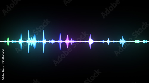 Multicolor waveform spectrum, imagination of voice record, artificial intelligence, 3d illustration