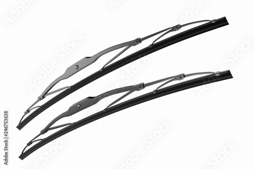 3D rendering. Windscreen wiper blade on a white background. Wiper blade for car. Spare parts, auto parts for driver safety. Wiper blade helps when it rains. Protection from rain cleaner wiper blade.