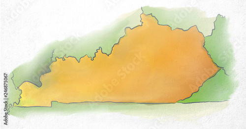 Kentucky USA Watercolor Map